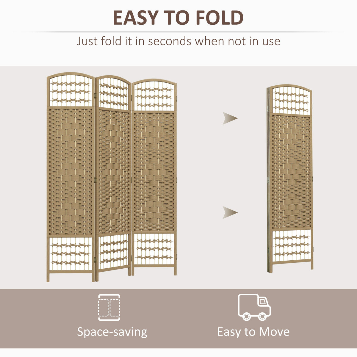 HOMCOM 3 Panel Folding Room Divider, Privacy Screen, Freestanding Paravent Partition Separator Natural Wood