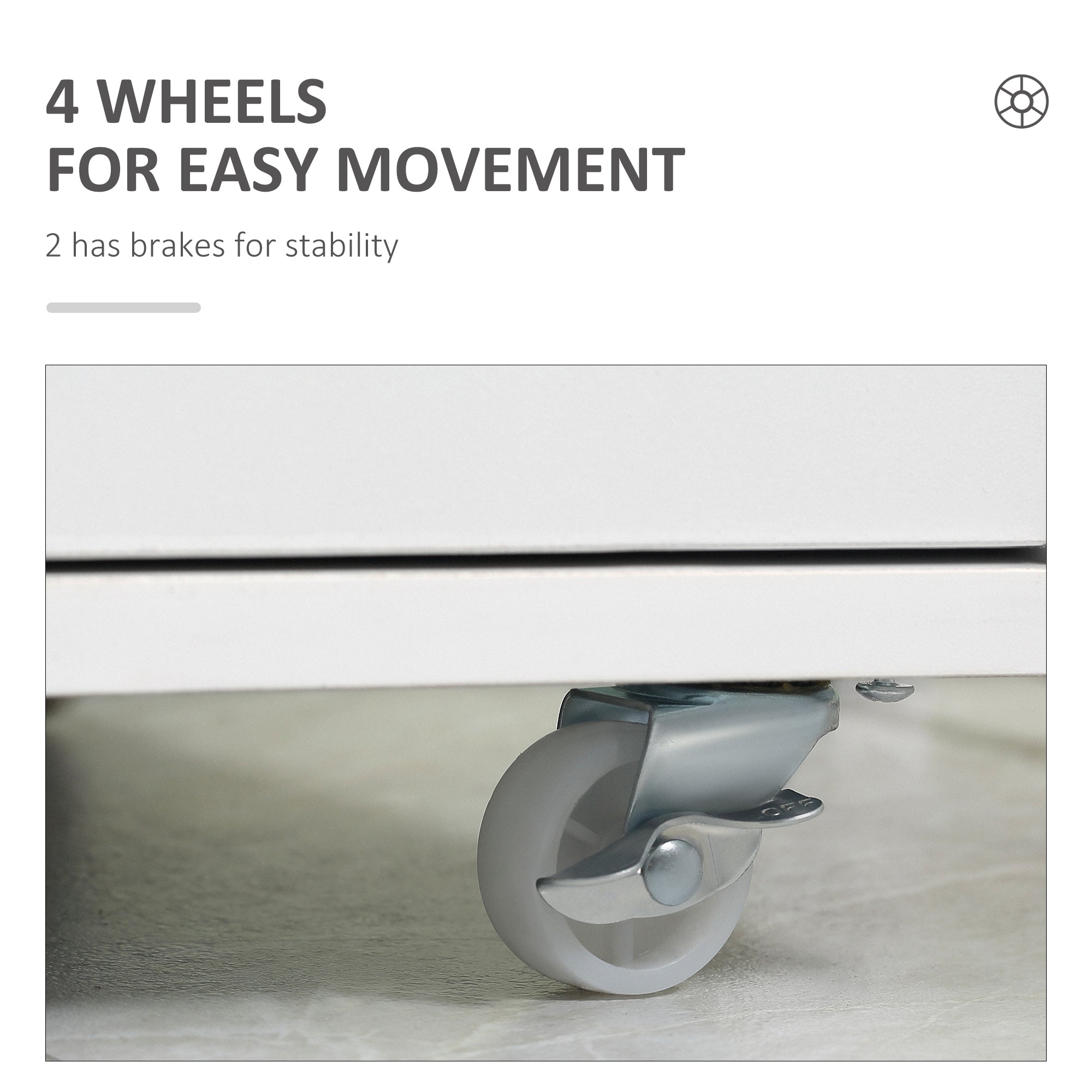 Vinsetto Seven-Drawer Filing Cabinet, with Wheels - White