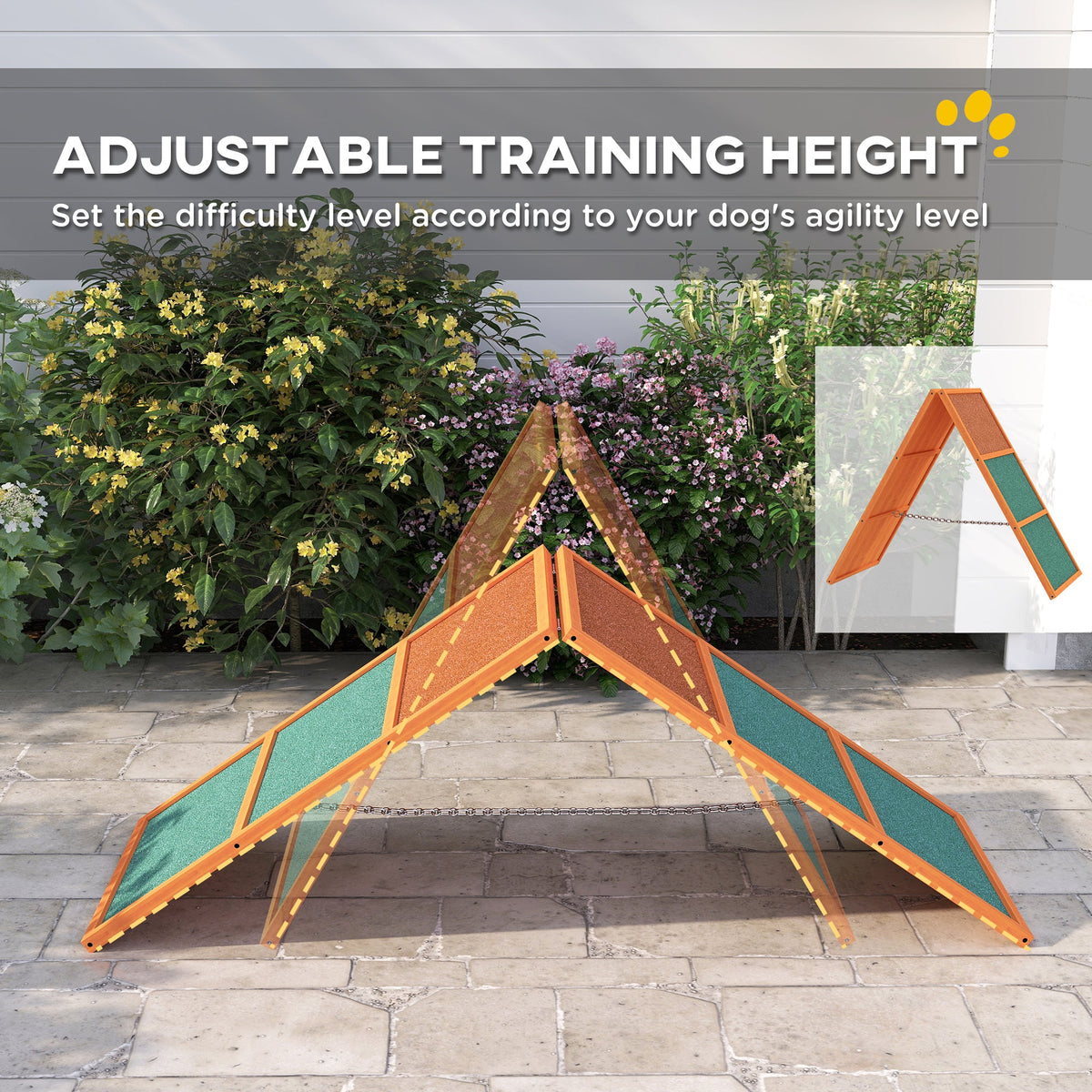 PawHut Dog Agility Equipment, Dog Playground Equipment with Non-slip Surface, A-frame, Agility Ramp for All Breeds, Orange