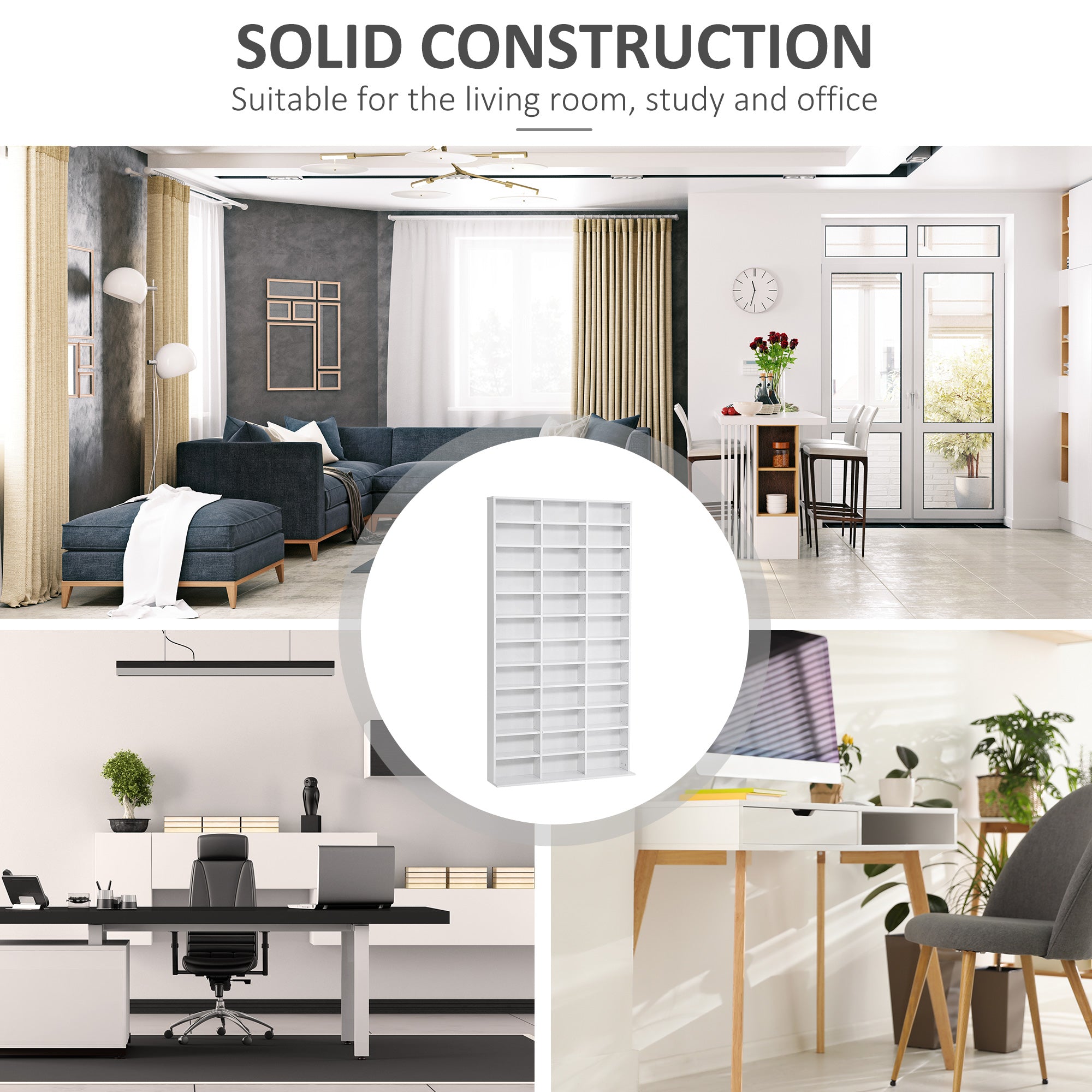 HOMCOM 33 Adjustable Compartment Storage Unit - White