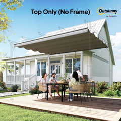 Outsunny Retractable Pergola Cover, 2.55 x 2.5 m Replacement Canopy Fabric for 3 x 3 m Frame, Roof Top Only, Light Grey