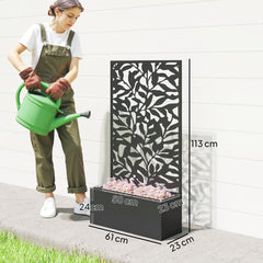 Outsunny Metal Garden Bed with Trellis, Wall Mounted or Freestanding Raised Planter with Privacy Panel, Black - product image