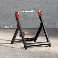 HOMCOM Foldable Motorcycle Wheel Balancer Truing Stand with Spoke Wrench, Steel Bike Tyre Rim Balancing Stand with Aluminium Shaft, Fits Wheels up to 23" in Diameter, 5" in Width, Black