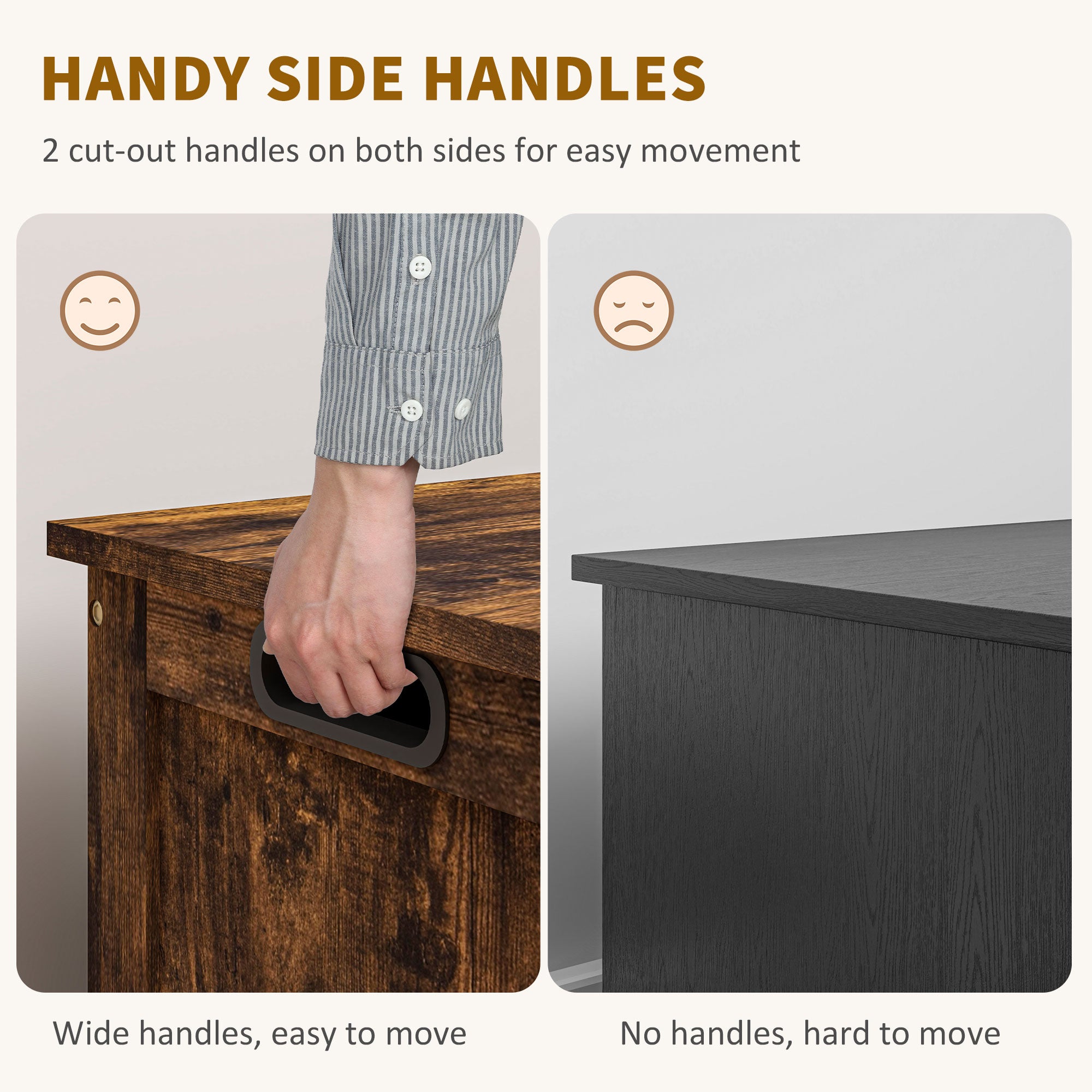 HOMCOM Storage Chest, Modern Storage Trunk with 2 Safety Hinges and Cut-out Handles, Wooden Toy Box for Living Room, Entryway, 76 x 40 x 48 cm, Rustic Brown