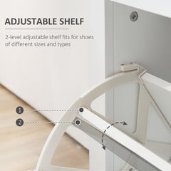 HOMCOM Shoe Storage Cabinet with Slide Out Drawer, 2 Flip Doors, Tempered Glass Top - White