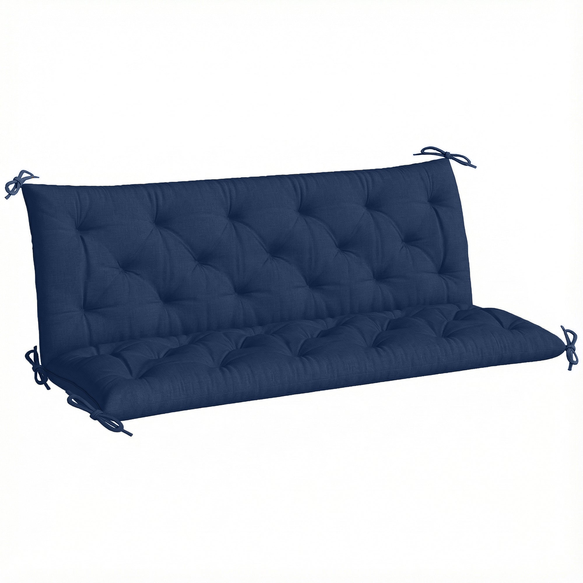 Outsunny 3 Seater Bench Cushion, Garden Chair Cushion with Back and Ties for Indoor and Outdoor Use, 98 x 150 cm, Dark Blue