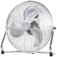 HOMCOM 18" Chrome Metal Floor Fan with Tilting, High Velocity, 3 Speed, Portable Gym Fan for Home Office, Silver