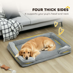 PawHut Dog Sofa Bed, Washable Pet Bed with Removable Cover and Non-Slip Bottom for Small, Medium and Large Dogs, Grey