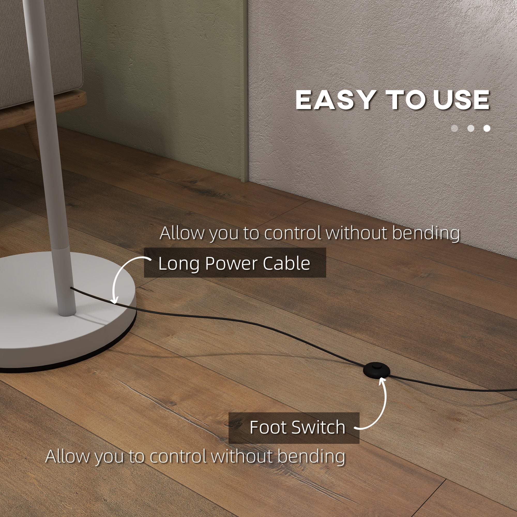 HOMCOM Metal Frame Floor Lamp with 350 Degree Rotating Lampshade, for Living Room and Bedroom, LED Bulb Included, Grey