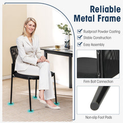 Waiting Room Chair Set of 4 with Ergonomic Mesh Backrest and Padded Seat-Black