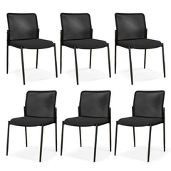 Waiting Room Chair Set of 6 with Ergonomic Mesh Backrest and Padded Seat-Black