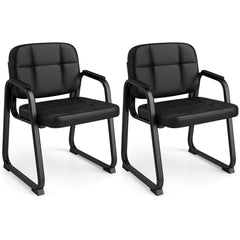 Waiting Room Guest Chairs Set of 2 with Sled Base for Conference Room-Black