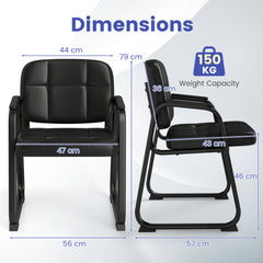Waiting Room Guest Chairs Set of 2 with Sled Base for Conference Room-Black
