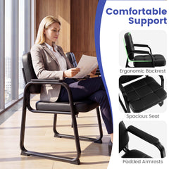Waiting Room Guest Chairs Set of 2 with Sled Base for Conference Room-Black
