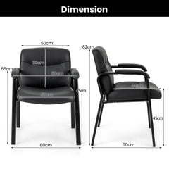 Upholstered Waiting Room Chair No Wheels Set of 2 with Padded Armrests-Black
