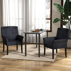 Fabric/Velvet Waiting Room Chair with Padded Armrests-Black
