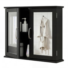 Wall-mounted Bathroom Mirror Cabinet for Bathroom Living Room-Black