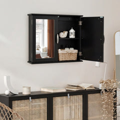 Wall-mounted Bathroom Mirror Cabinet for Bathroom Living Room-Black