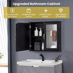 Wall-mounted Bathroom Mirror Cabinet for Bathroom Living Room-Black