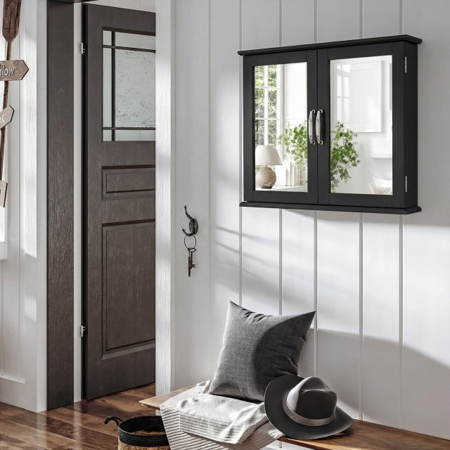 Wall-mounted Bathroom Mirror Cabinet for Bathroom Living Room-Black