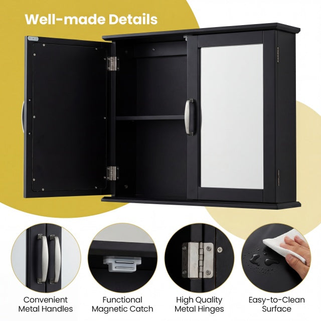Wall-mounted Bathroom Mirror Cabinet for Bathroom Living Room-Black