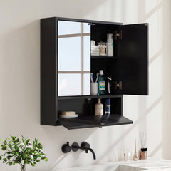 Wall-Mounted Bathroom Cabinet in Black, image 2