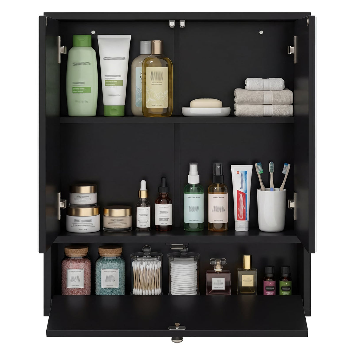 Wall-Mounted Bathroom Cabinet in Black, image 4