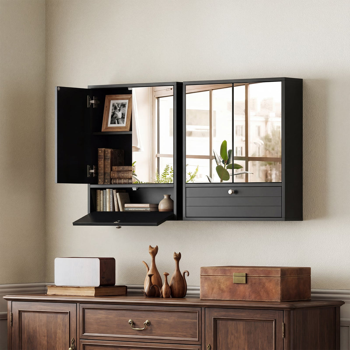 Wall-Mounted Bathroom Cabinet in Black, image 6