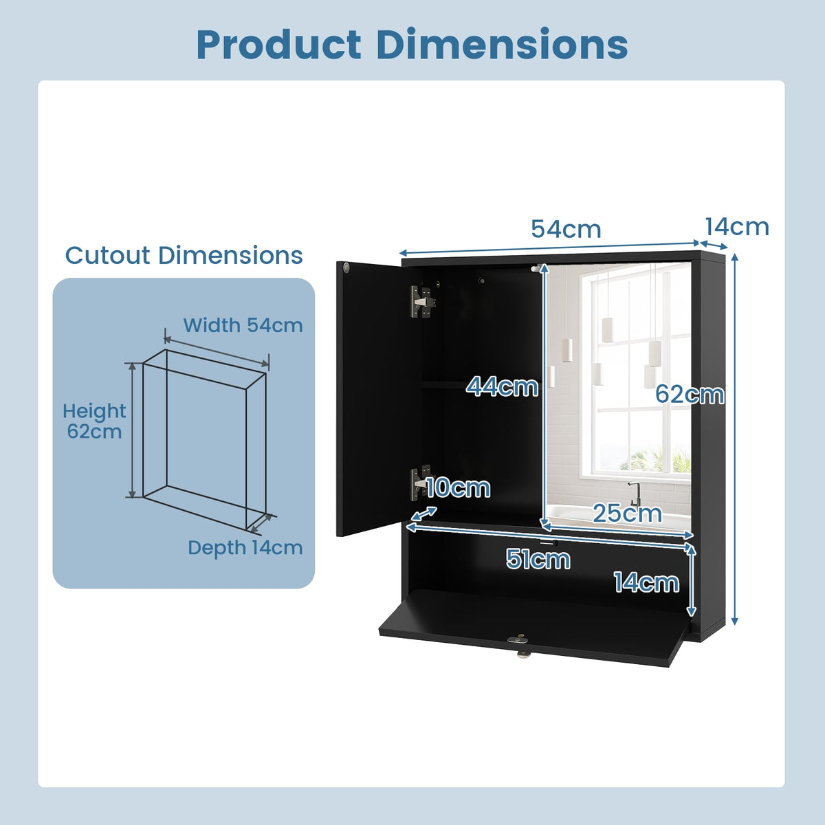 Wall-Mounted Bathroom Cabinet in Black, image 5