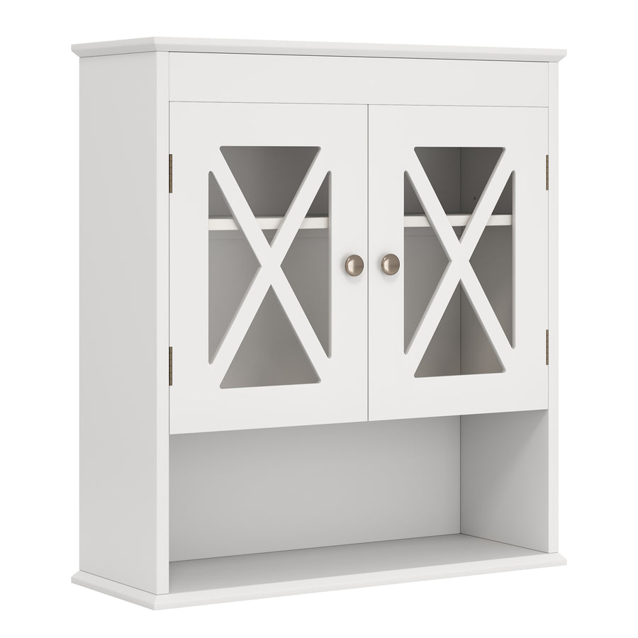 Wall Mounted Bathroom Cabinet with with 2 Acrylic Doors Medicine Cabinet-White