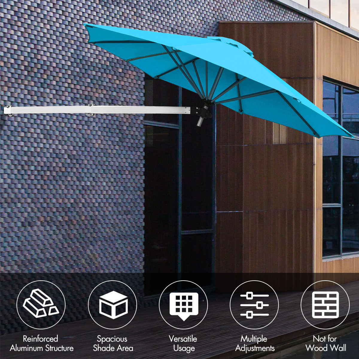 Outdoor Tilting Sunshade Umbrella with Large Shading Area-Turquoise