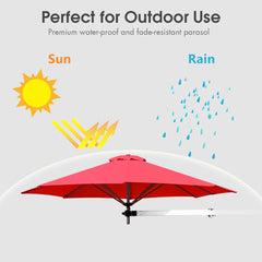 Outdoor Tilting Sunshade Umbrella with Large Shading Area-Burgundy