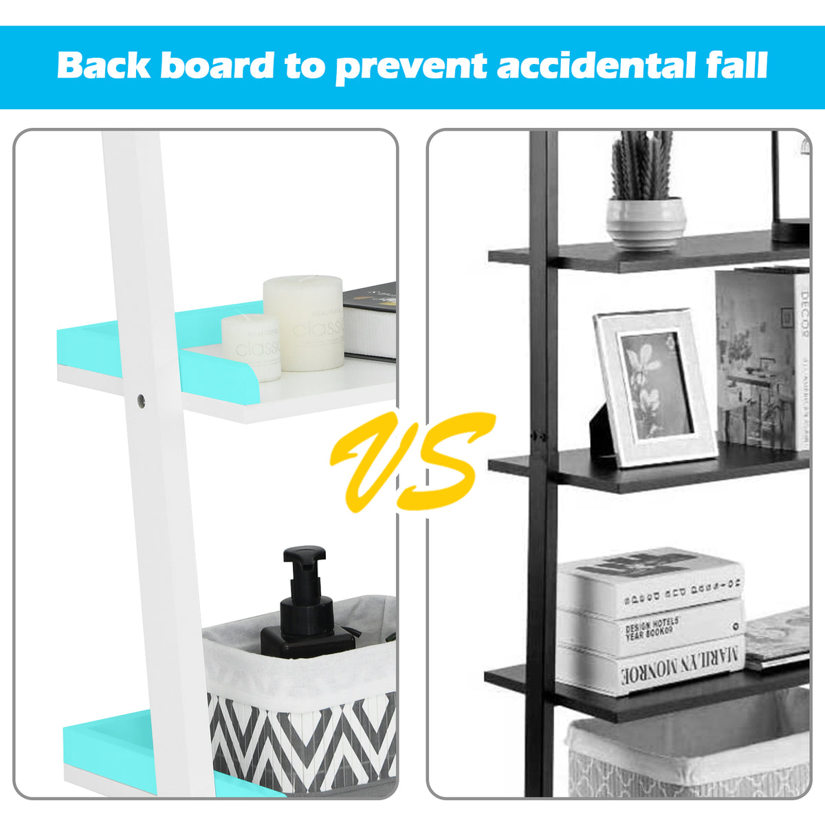 5-Tier Wall Shelf Display Bookcase-White