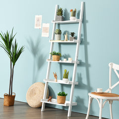 5-Tier Wall Shelf Display Bookcase-White