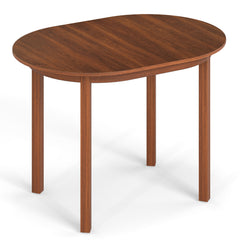 110CM Wooden Dining Table for 4-6 People Oval Kitchen Table-Walnut