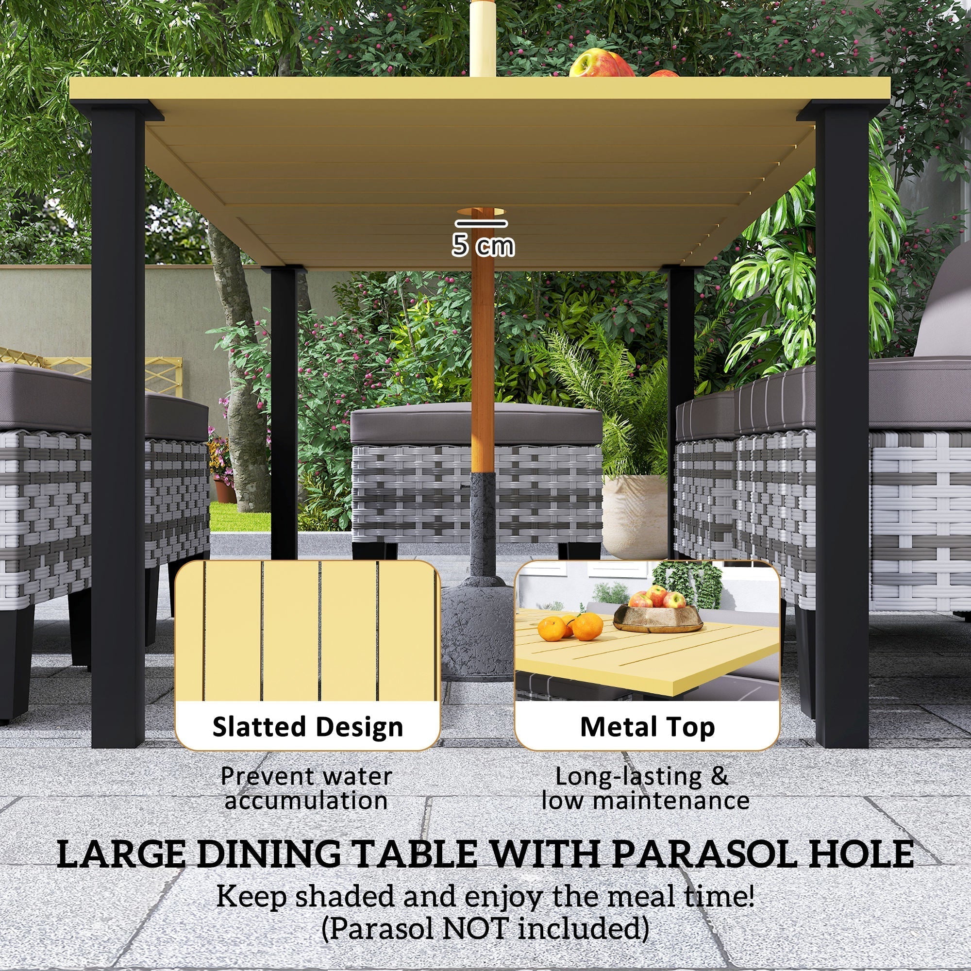 Outsunny Seven-Piece Rattan Dining Set - Grey