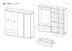 Wardrobe ARCO 220 Oak Artisan / Grey