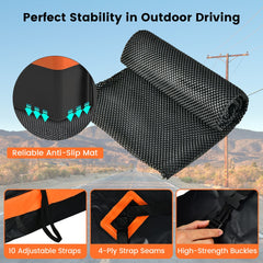 The anti-slip mat and straps for the rooftop luggage bag