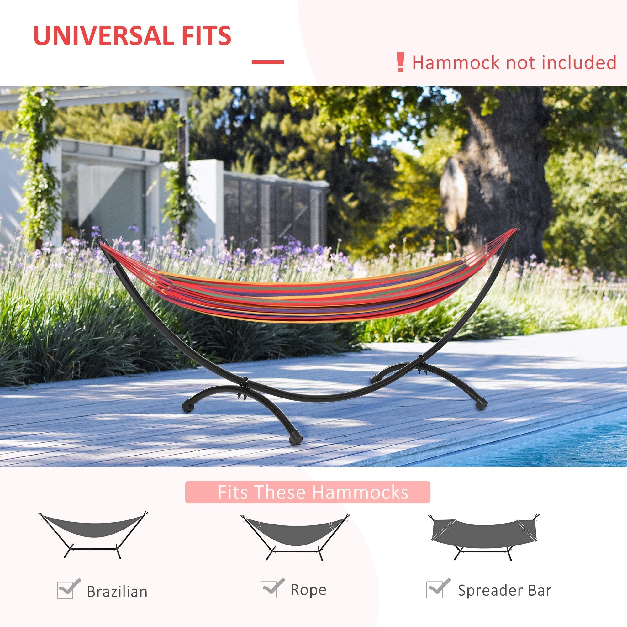 Outsunny 3(m) Universal Hammock Stand Metal Frame Garden Camping Picnic Outdoor Patio Replacement √¢‚Ç¨‚Äú Stand Only