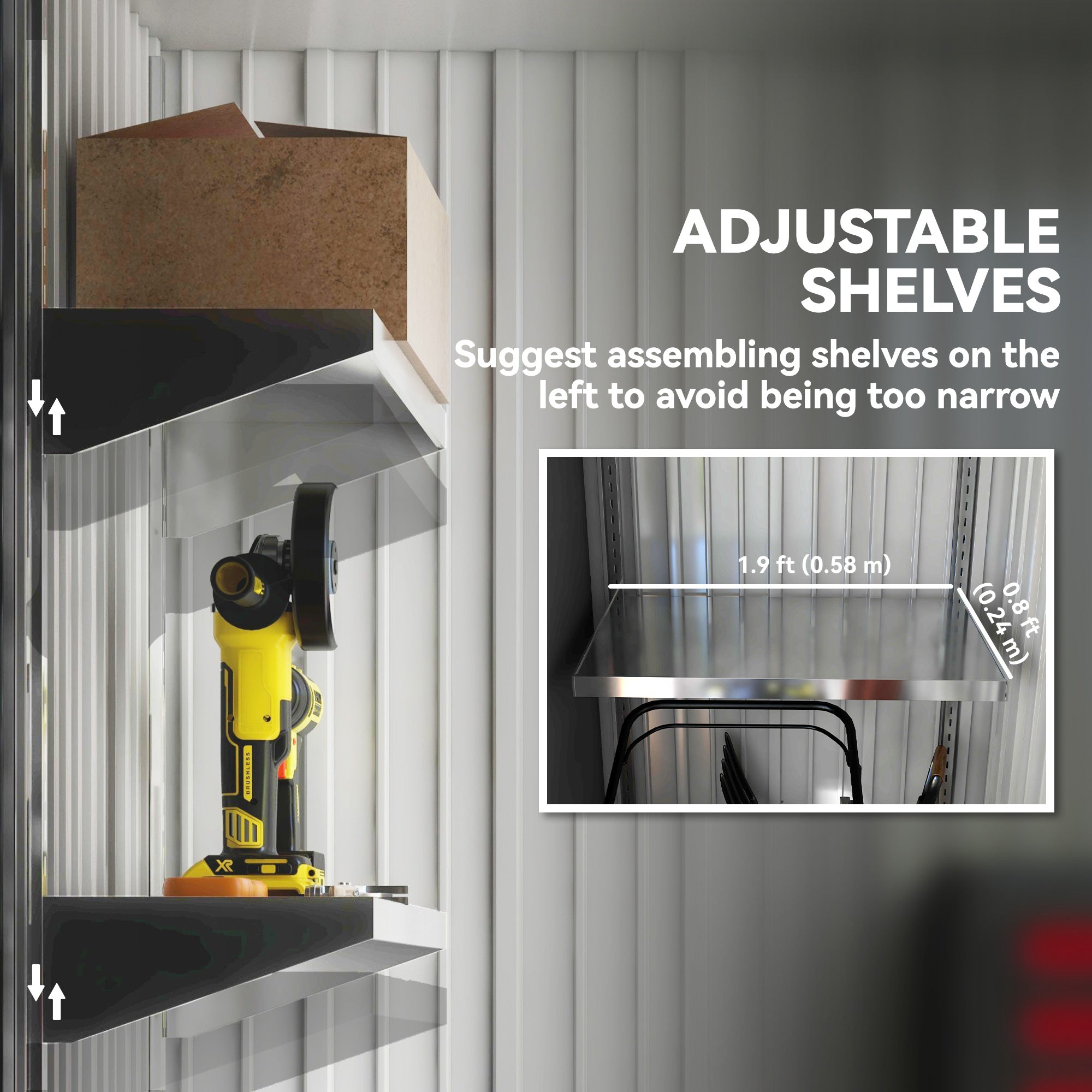 Outsunny 5 x 3ft Corrugated Steel Storage Shed, with Lock - Brown