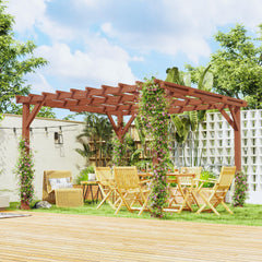 Outsunny 3.3 x 3.3 m Wooden Pergola Kit, Graden Pergola Gazebo Grape Trellis with Stable Structure for Climbing Vines, Flowers