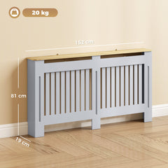 HOMCOM Slatted Radiator Cover, Painted Cabinet with Line Grill Design, 152L × 19W × 81H cm, Grey