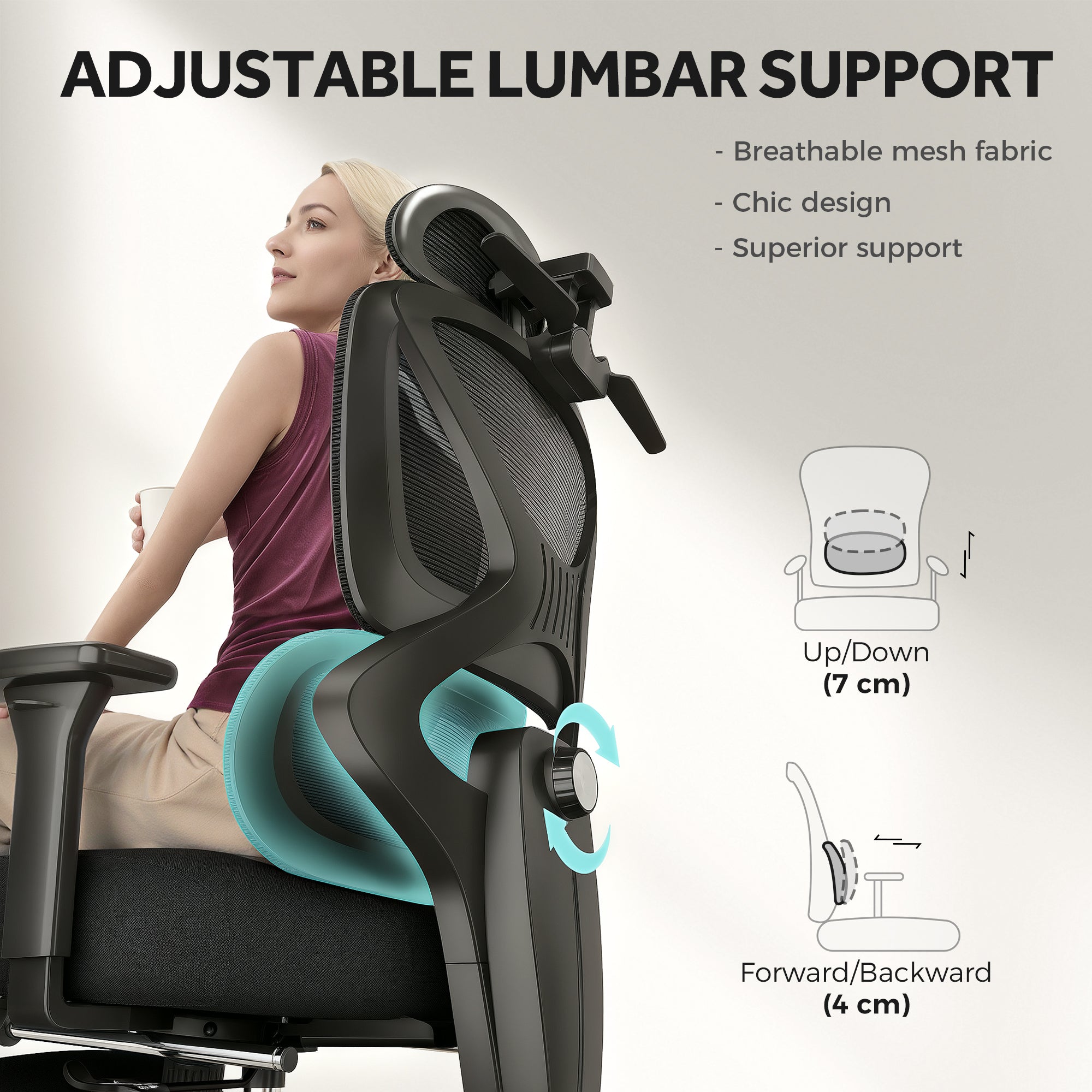 HOMCOM Ergonomic and Adjustable Office Chair - Black