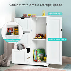 1-Door Freestanding Bathroom Cabinet with 3 Drawers-White