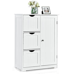 1-Door Freestanding Bathroom Cabinet with 3 Drawers-White