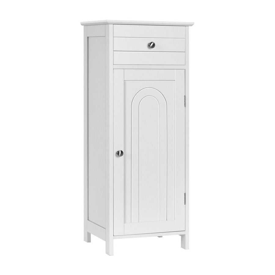 1-Door Freestanding Bathroom Storage Cabinet with Drawer and Adjustable Shelves-White
