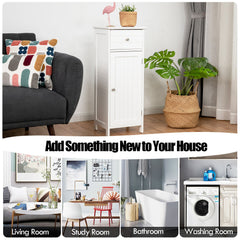 3-Tier Free-Standing Bathroom Cabinet with Drawer-White