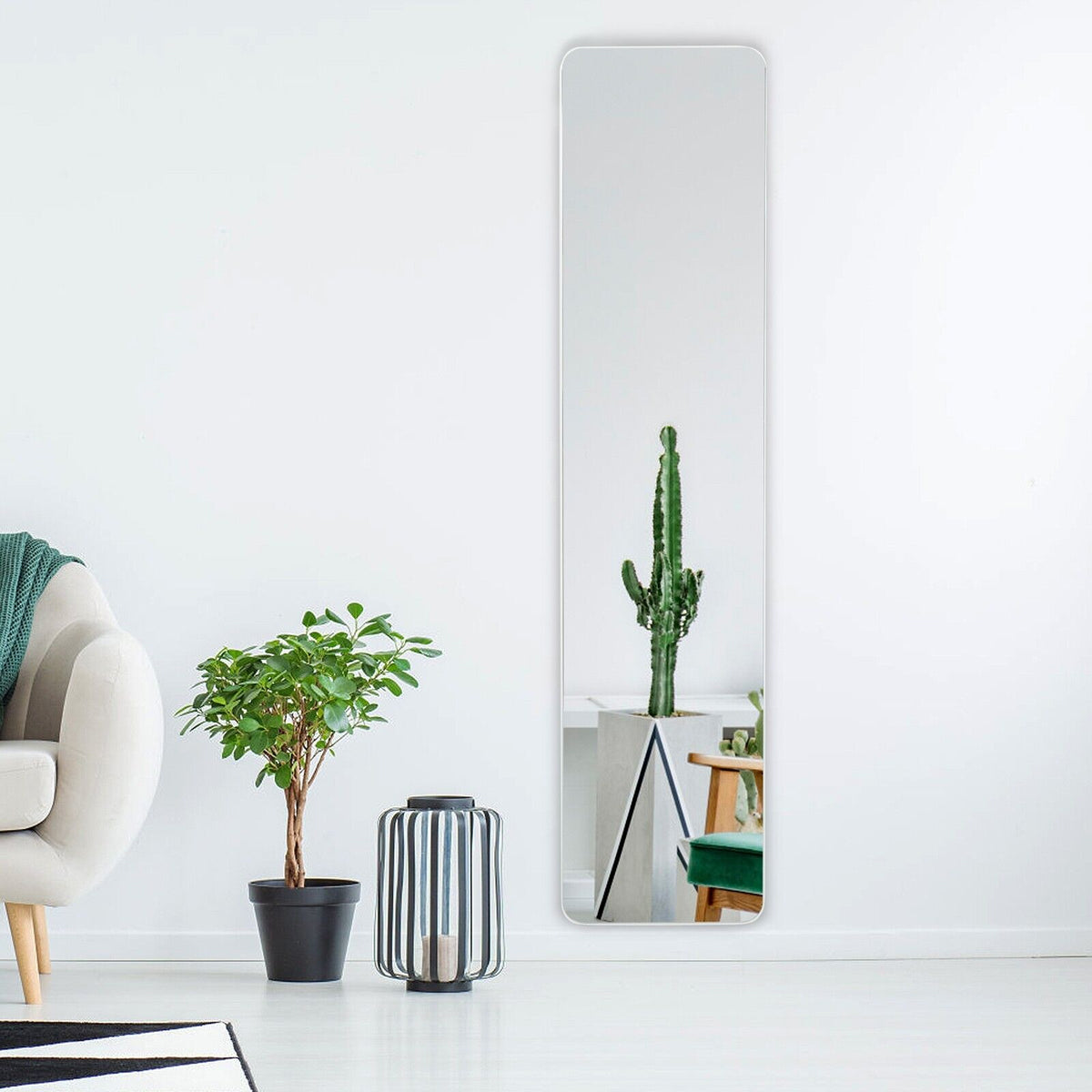 160 x 37 cm Free-standing Full Length Mirror-White