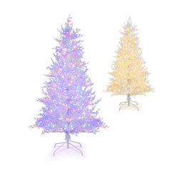 180cm White Hinged Christmas Tree with Snow-Flocked PE Tips