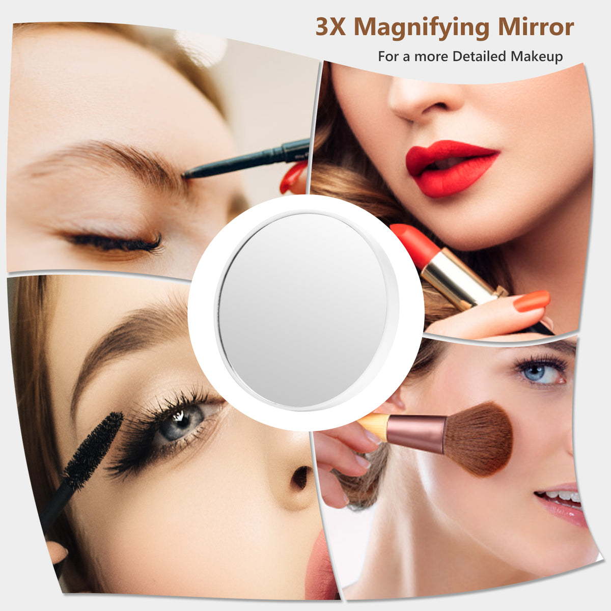 Makeup Mirror with 18 Dimmable LED Lights and Magnifying Mirror-White